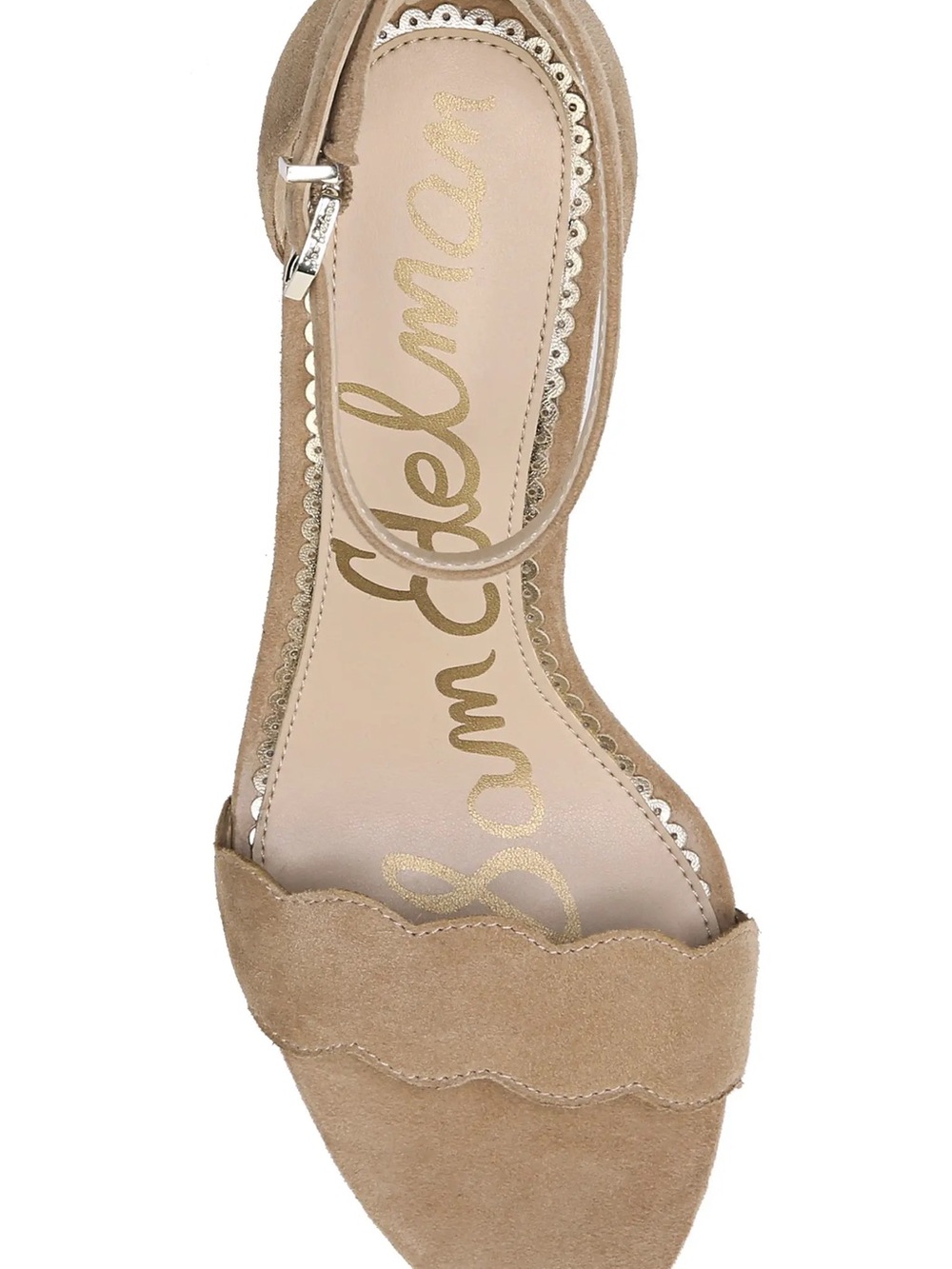 Sam Edelman Tan Suede Scalloped Block Heel Ankle Strap Sandals - Picture 4 of 10